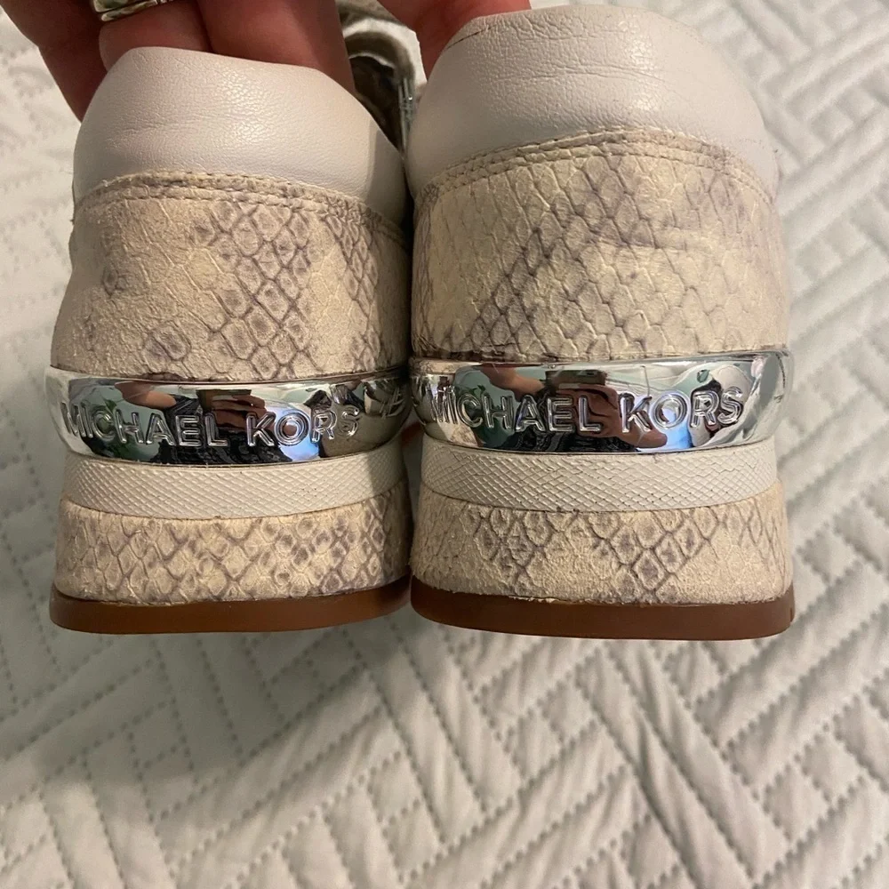 Michael Kors Women's Allie Embossed-Leather and Suede Womens Sneaker Size 6.5
